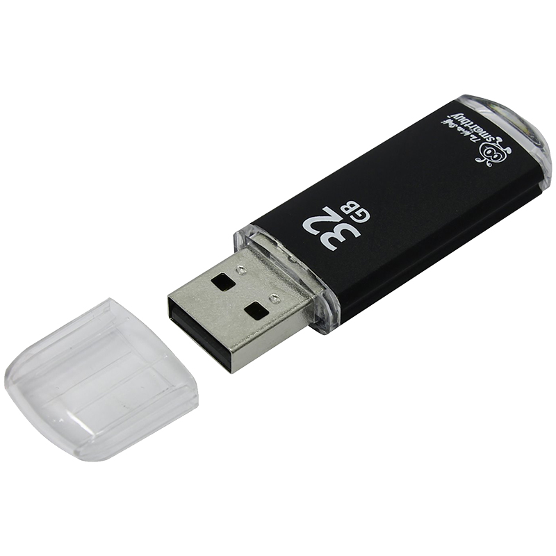 Память Smart Buy "V-Cut"  32GB, USB 2.0 Flash Drive, черный (металл. корпус )