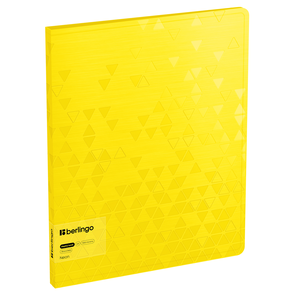 Папка с 20 вкладышами Berlingo "Neon" А4, 17мм, 1000мкм, желтый неон, с внутр. карманом
