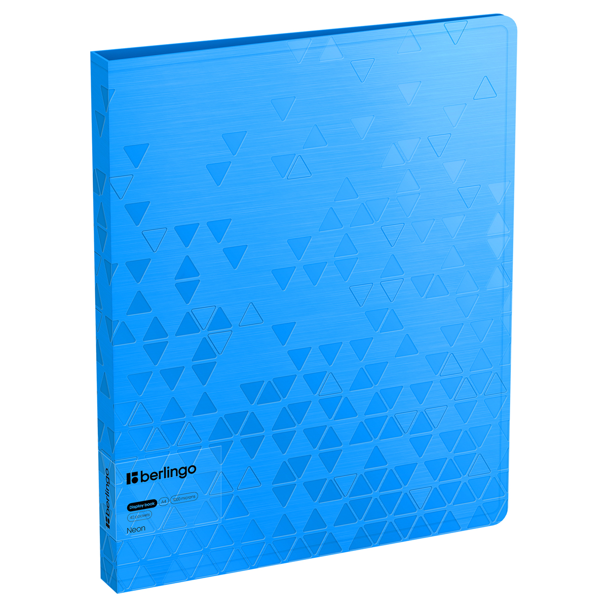 Папка с 40 вкладышами Berlingo "Neon" А4, 24мм,  1000мкм, голубой неон, с внутр. карманом