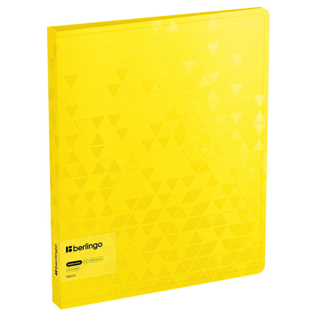 Папка с 40 вкладышами Berlingo "Neon" А4, 24мм,  1000мкм, желтый неон, с внутр. карманом