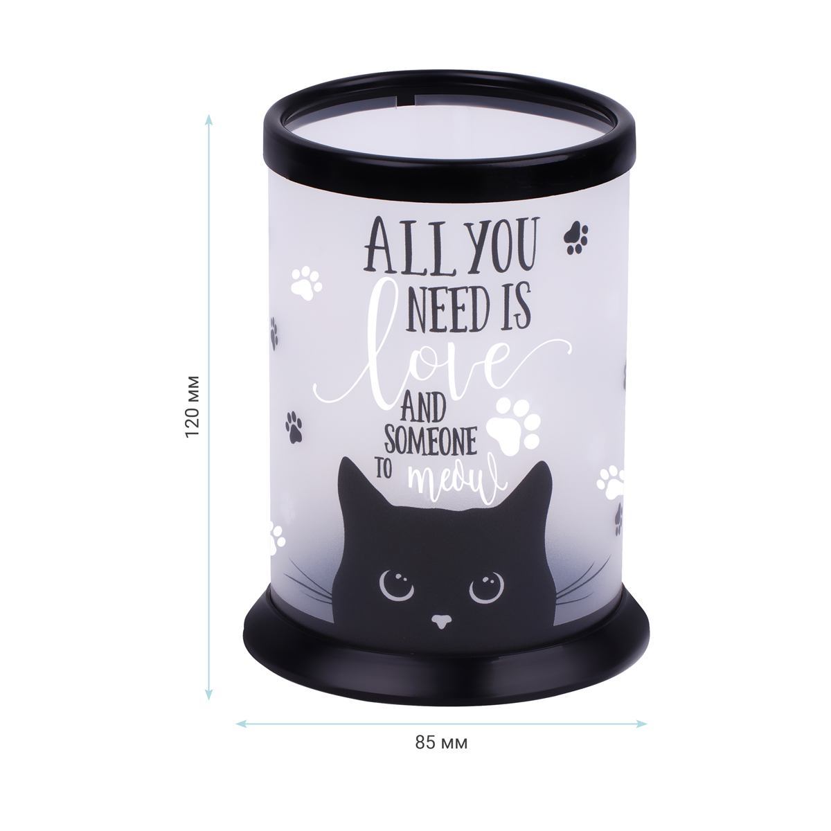 Подставка-стакан MESHU "Black Cat", пластиковая, прозрачная