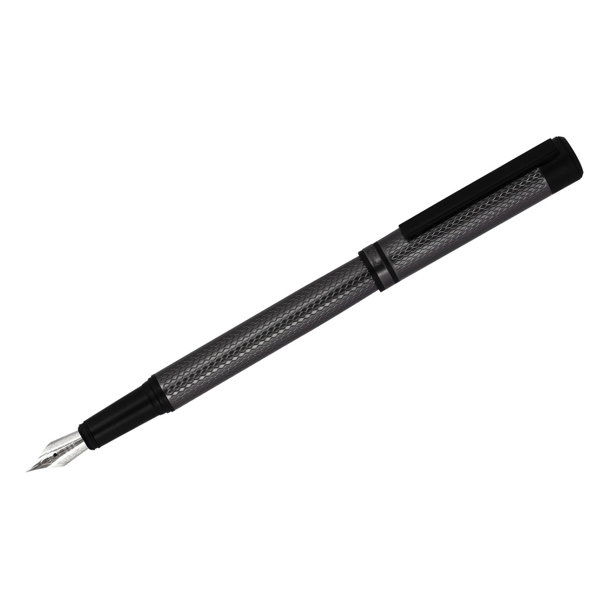 Ручка перьевая Delucci "Antica" черная, 0,8мм, корпус графит/черный, подарочный футляр