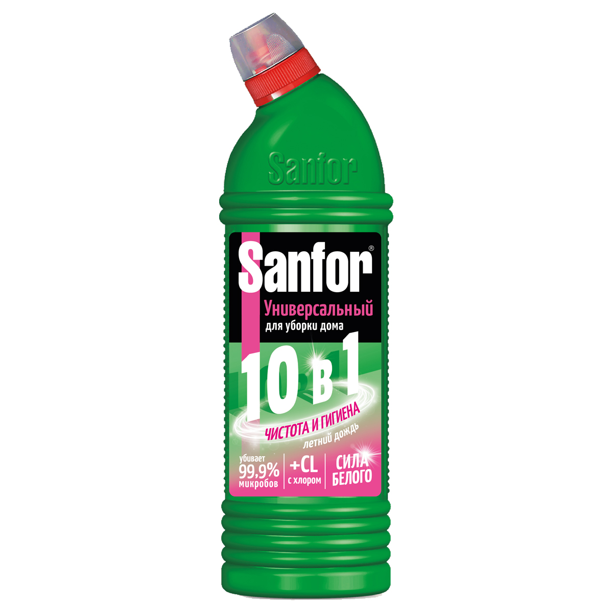 Чистящее средство для сантехники Sanfor "Universal 10в1. Летний дождь", гель с хлором, 1л