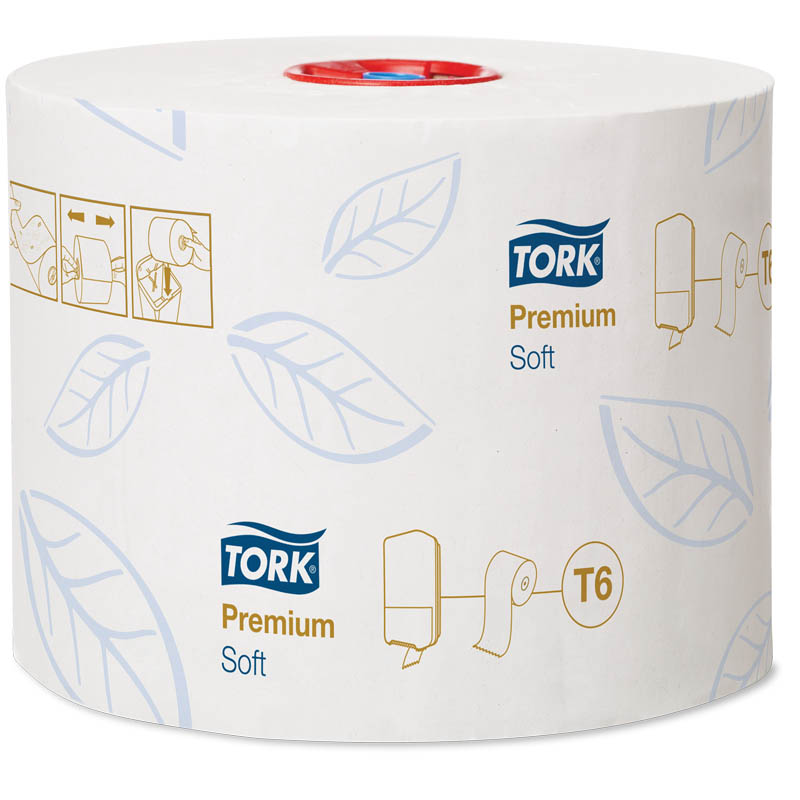Бумага туалетная Tork "Premium"(Т6) 2-слойная, Mid-size рулон, 90м/рул., мягкая, тиснение, белая