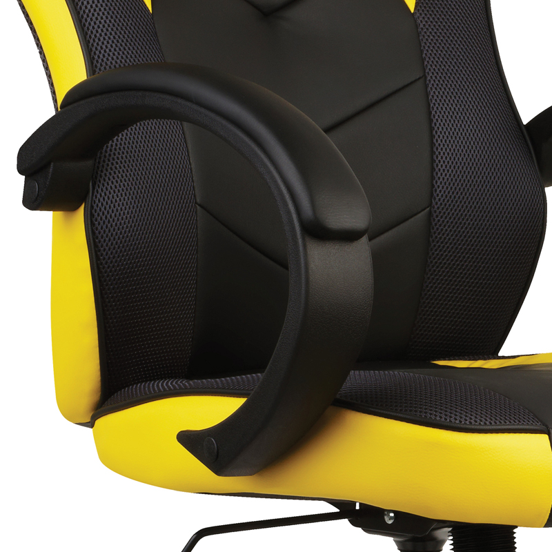 Кресло игровое Helmi HL-S07 "Boost", экокожа/ткань черная/желтая