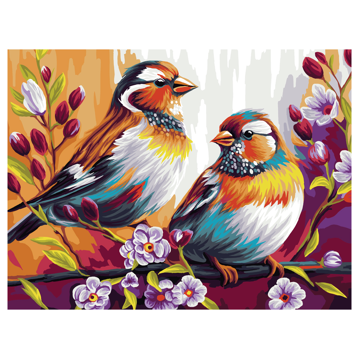 Картина по номерам на холсте ТРИ СОВЫ "Птицы", 40*50, с акриловыми красками и кистями