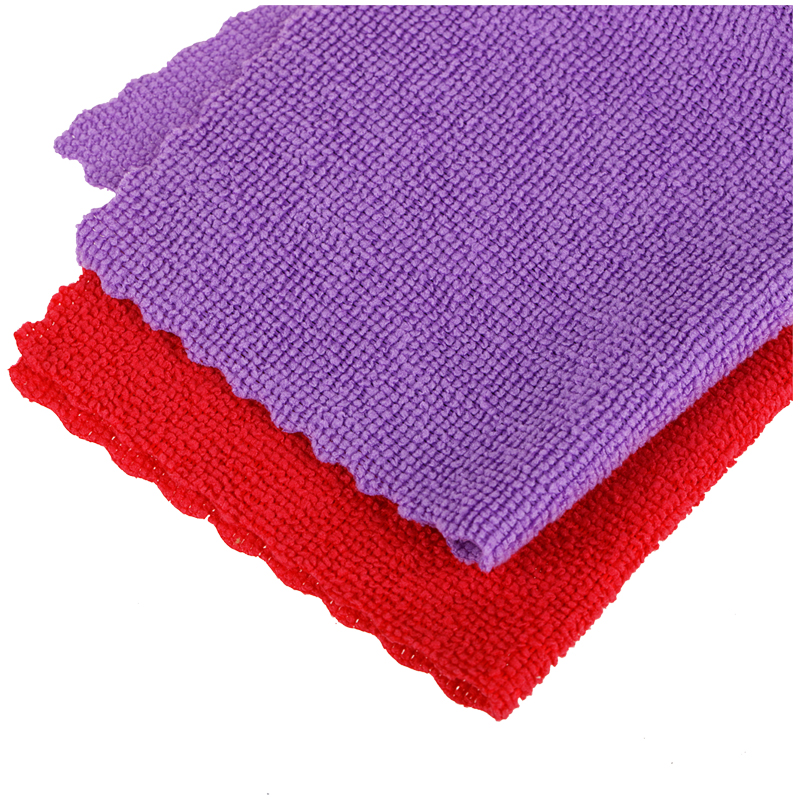 Салфетки для уборки OfficeClean "Универсальные", набор 2шт. (фиолетовая+красная), микрофибра, 25*25с