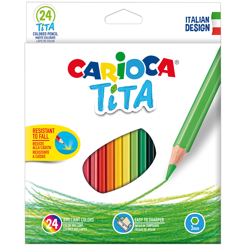 Карандаши цветные пластиковые Carioca "Tita", 24цв., заточен., картон, европодвес
