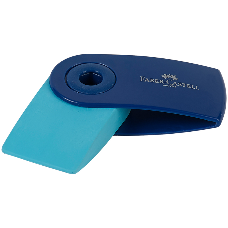 Ластик Faber-Castell "Sleeve Mini", прямоугольный, 54*25*13мм, синий/розовый/голубой пластиковый фут