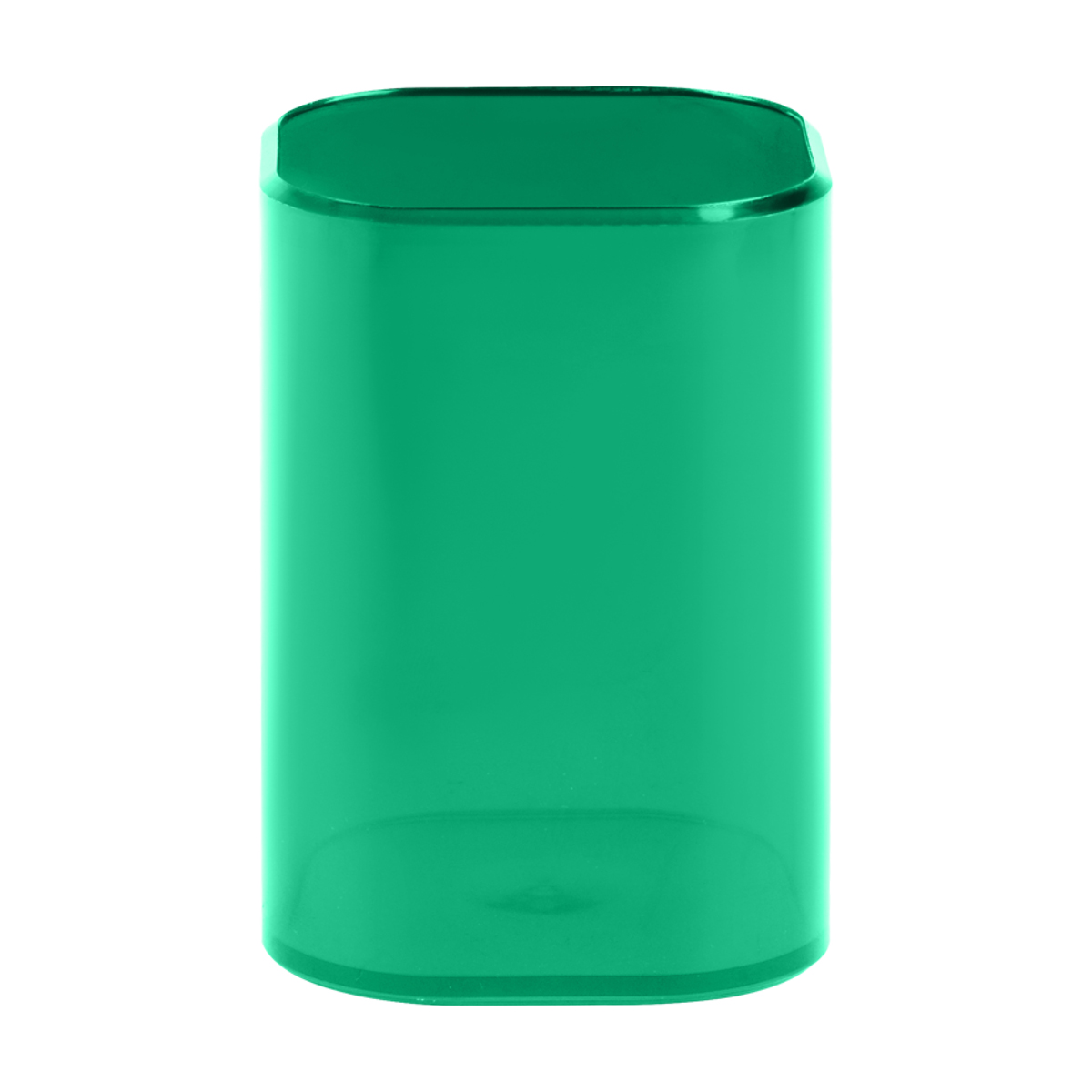 Подставка-стакан СТАММ "Фаворит", пластиковая, квадратная, тонированная зеленая