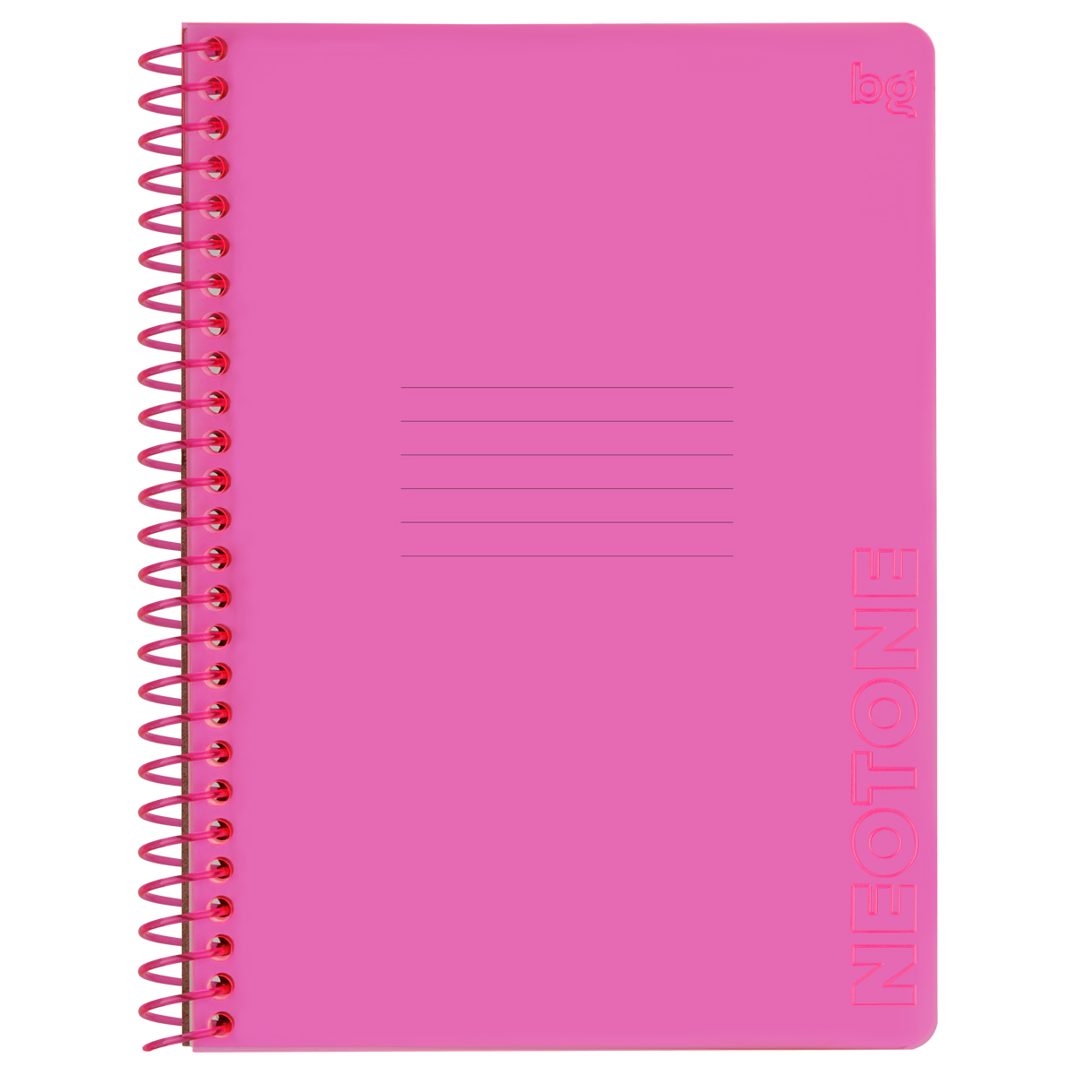 Тетрадь 96л., А5, клетка на пластиковом гребне, BG "Neon. Pink", пластиковая обложка