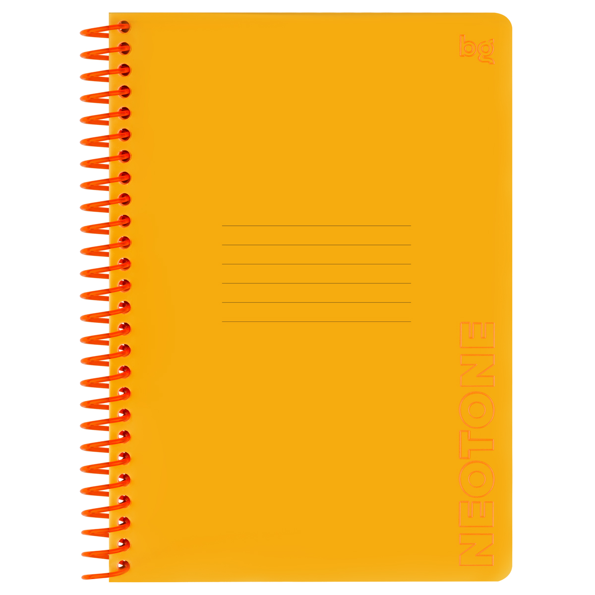 Тетрадь 96л., А5, клетка на пластиковом гребне, BG "Neon. Orange", пластиковая обложка