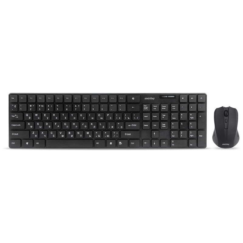 Комплект беспроводной клавиатура + мышь Smartbuy ONE 229352AG, USB, черный