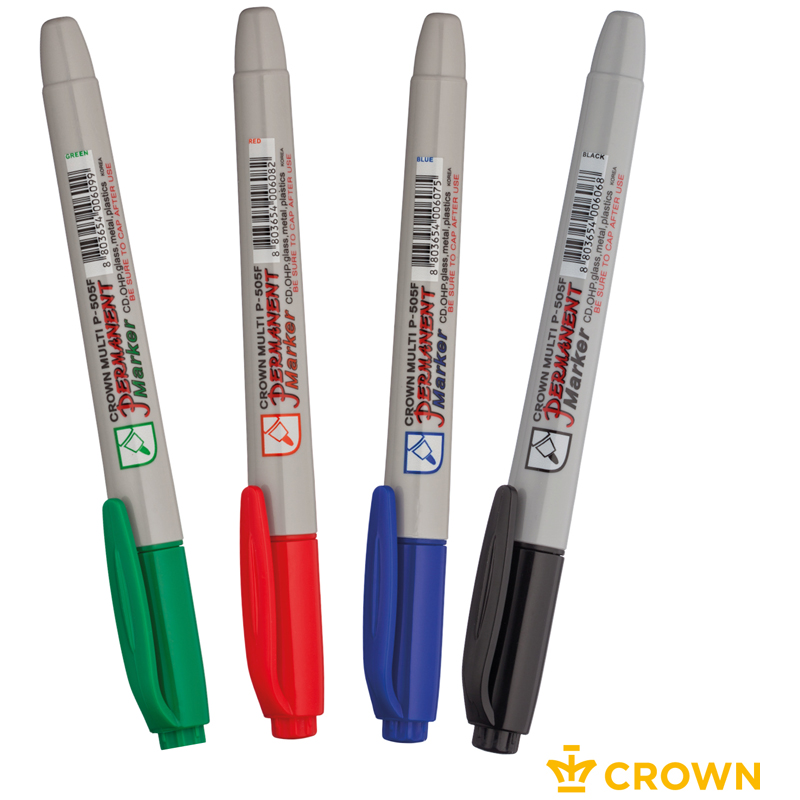 Набор перманентных маркеров Crown "Multi Marker Super Slim" 04цв., пулевидный, 1,0мм, чехол с европо