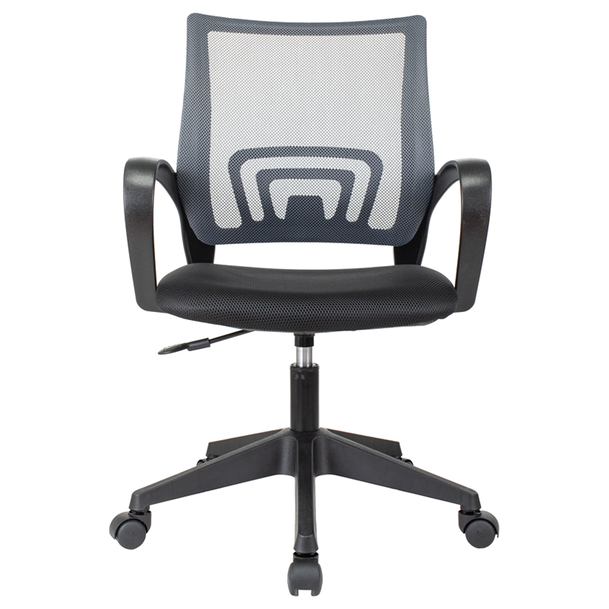 Кресло оператора Helmi HL-M95 R (695) "Airy", спинка сетка серая/сиденье ткань TW черная, пиастра