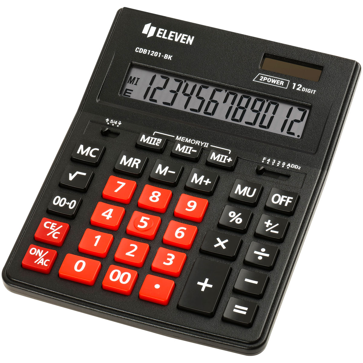 Калькулятор настольный Eleven Business Line CDB1201-BK/RD, 12 разрядов, двойное питание, 155*205*35мм, черный/красный