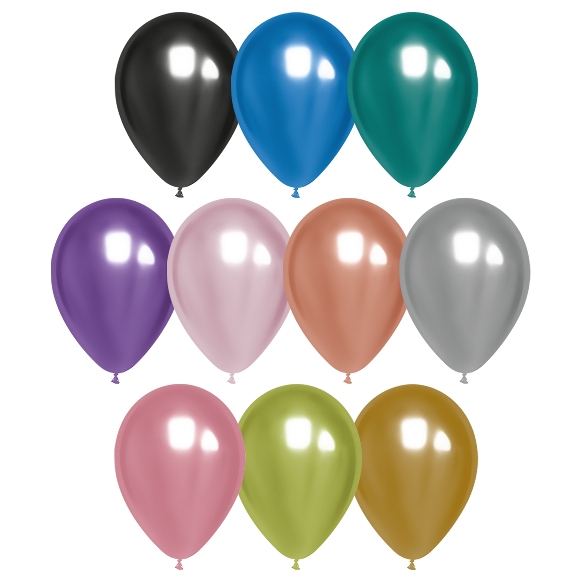 Воздушные шары,  100шт., М12/30см, MESHU, хром, ассорти