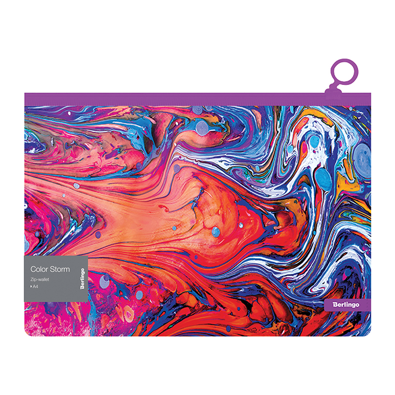 Папка-конверт на молнии Berlingo "Color Storm" А4, 180мкм, с рисунком