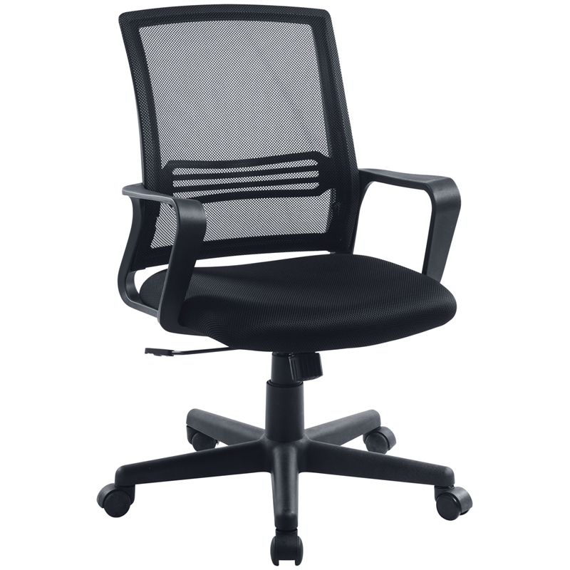 Кресло оператора Helmi HL-M07 "Comfort", ткань, спинка сетка черная/сиденье TW черная, механизм качания