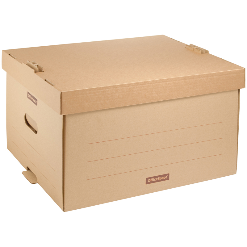 Короб архивный OfficeSpace "Универсальный" 26,5*34*44см, надстраиваемый, с крышкой, картон