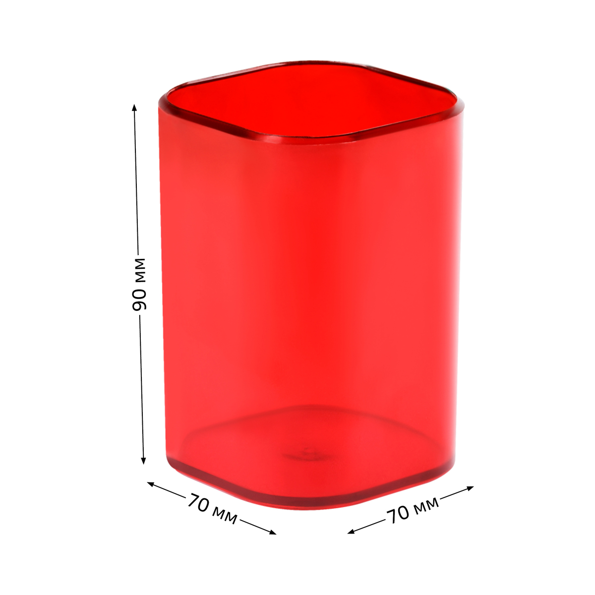 Подставка-стакан СТАММ "Фаворит", пластиковая, квадратная, тонированная красная