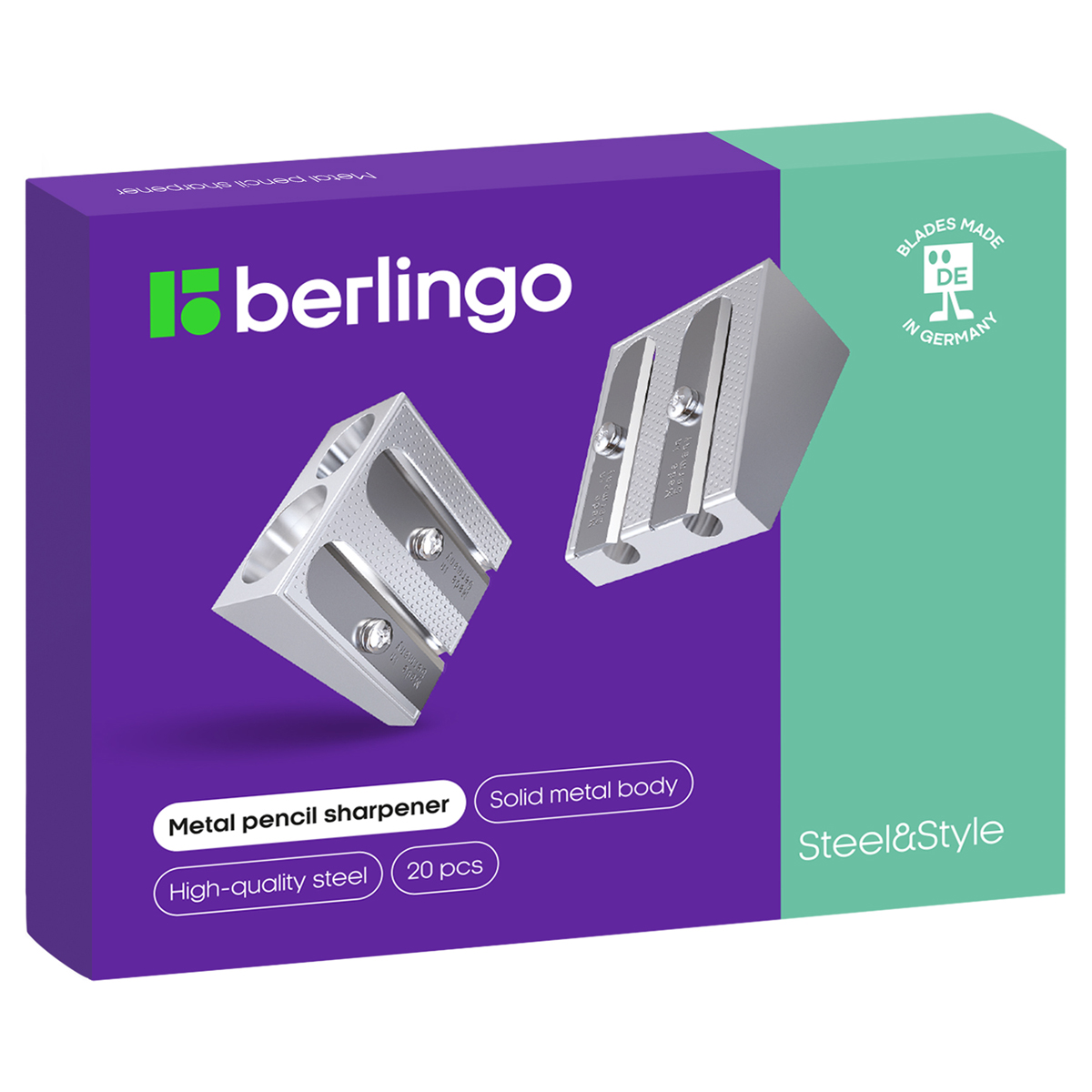 Точилка металлическая Berlingo "Steel&Style" 2 отверстия