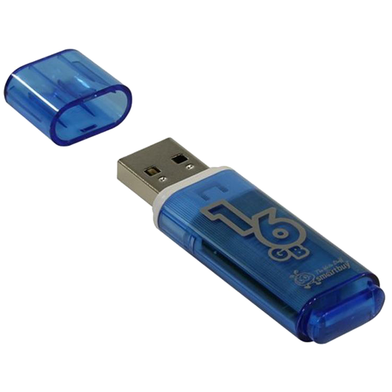 Память Smart Buy "Glossy"  16GB, USB 2.0 Flash Drive, голубой