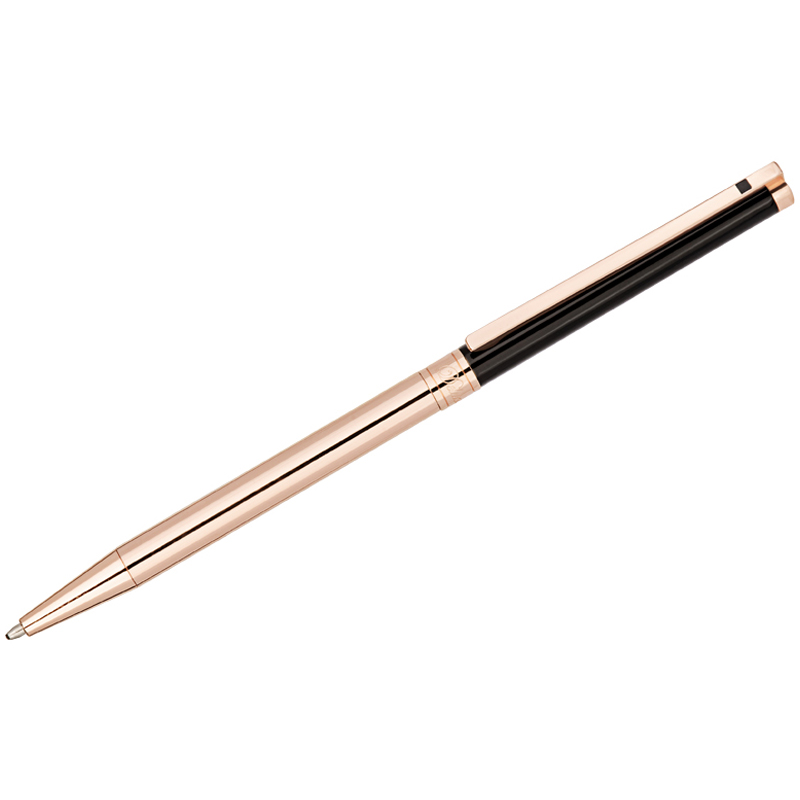 Ручка шариковая Delucci "Mille" синяя, 1,0мм, цвет корпуса - черный/золото, поворот., подарочная упа