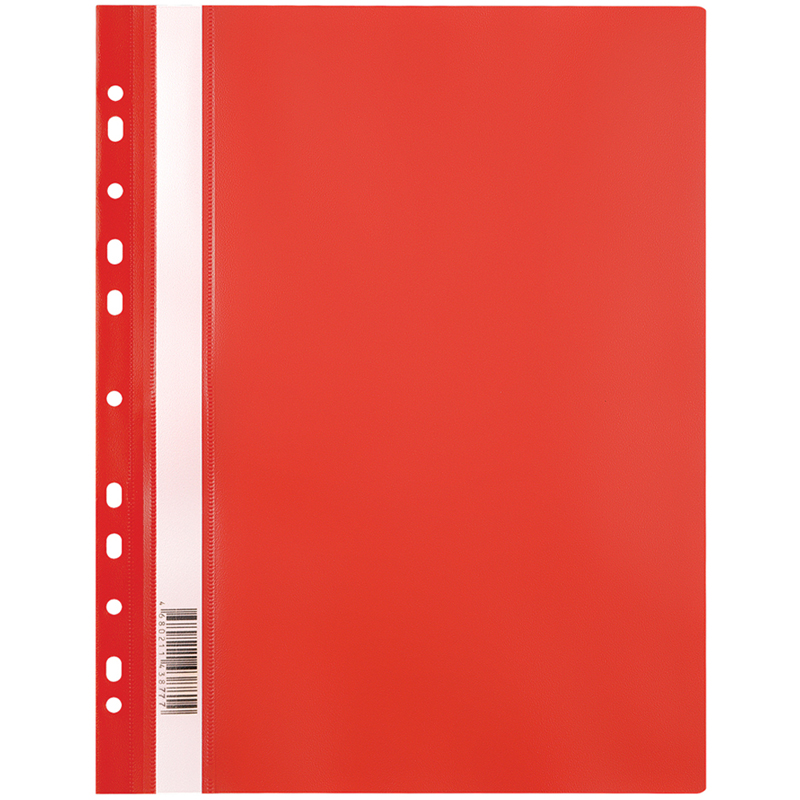 Папка-скоросшиватель пластик. перф. OfficeSpace А4, 120мкм, красная с прозр. верхом