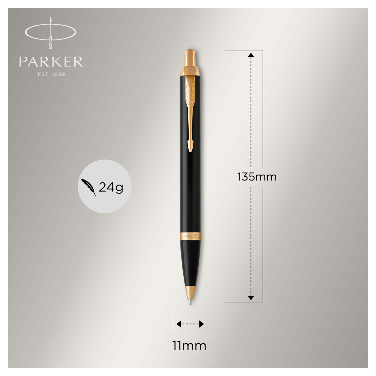 Ручка шариковая Parker "IM Black GT" синяя, 1,0мм, кнопочн., подарочная упаковка