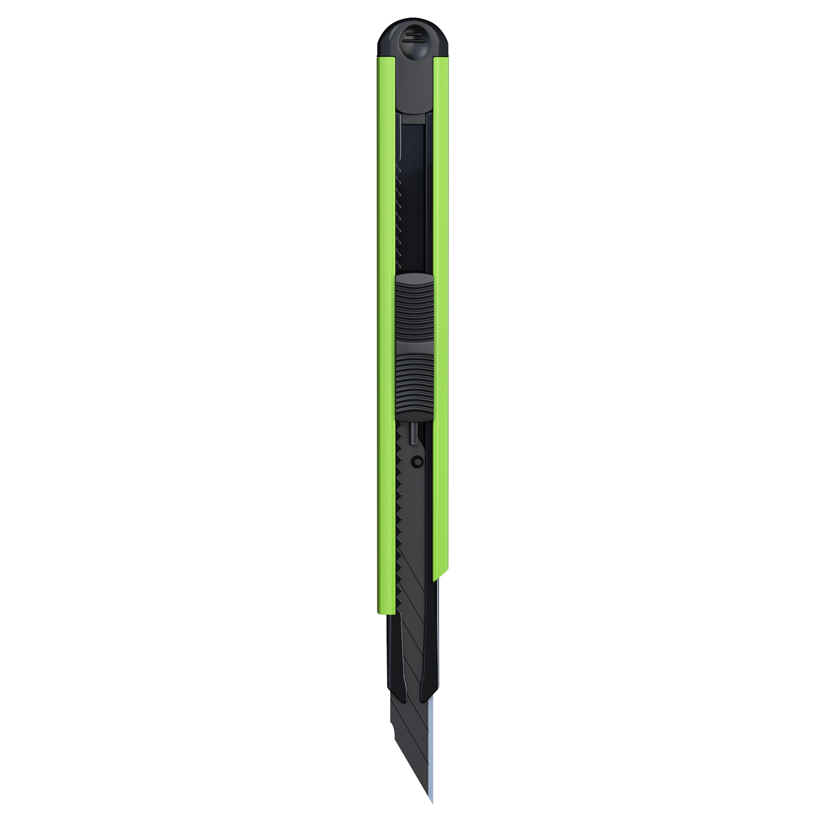 Нож канцелярский 9мм Berlingo "Color Zone", черное лезвие, auto-lock, металл. направл., зеленый, евр