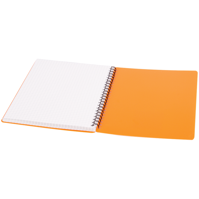 Тетрадь 60л. А5 клетка на гребне OfficeSpace "Neon", пластиковая обложка, оранжевая