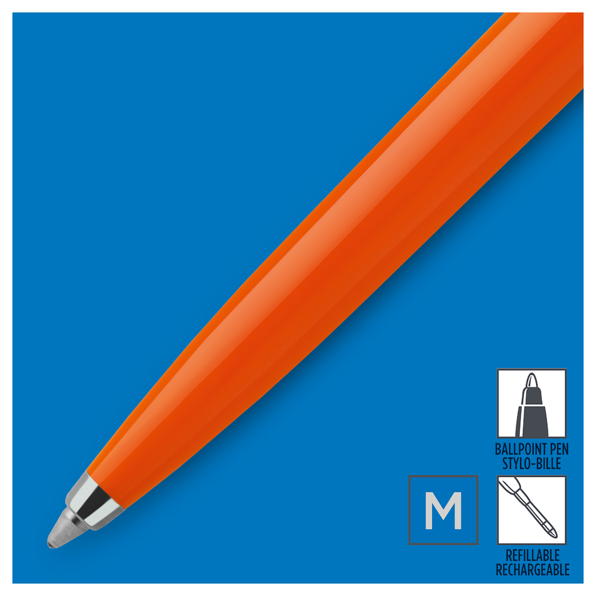 Ручка шариковая Parker "Jotter Orange CT" синяя, 1,0мм, кнопочн., пластик. корпус, блистер
