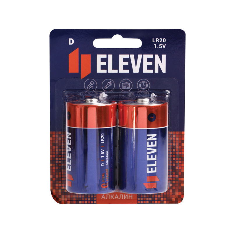 Батарейка Eleven D (LR20) алкалиновая, BC2