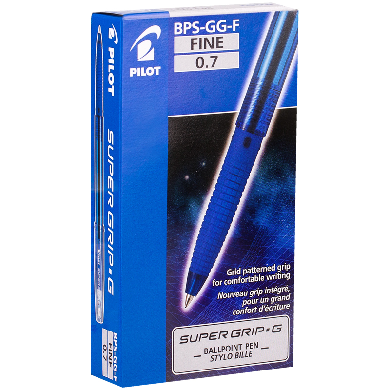 Ручка шариковая Pilot "Super Grip G" синяя, 0,7мм, грип
