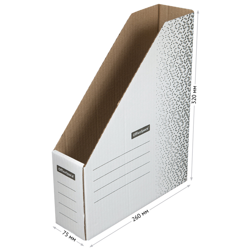 Накопитель-лоток архивный из микрогофрокартона OfficeSpace "Standard" плотный, 75мм, белый, 700л.