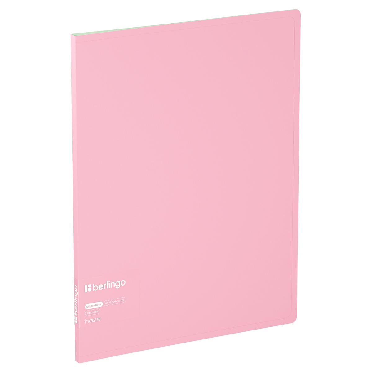 Папка с 10 вкладышами Berlingo "Haze" А4, 9мм, 600мкм, с внутр. карманом, розовая, софт-тач