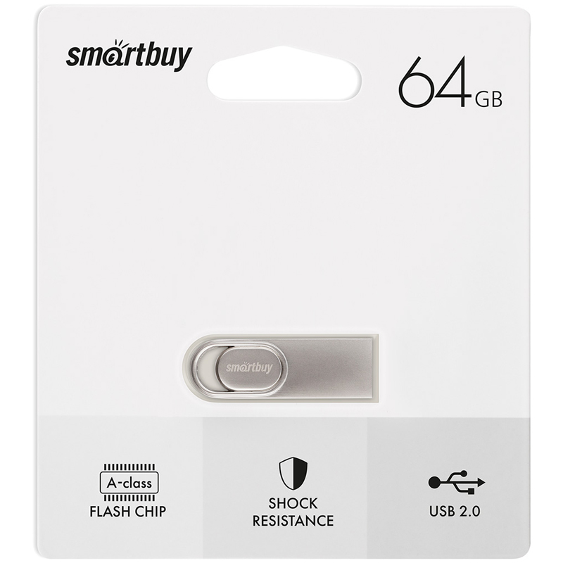 Память Smart Buy "M3"  64GB, USB 2.0 Flash Drive, серебристый (металл. корпус )