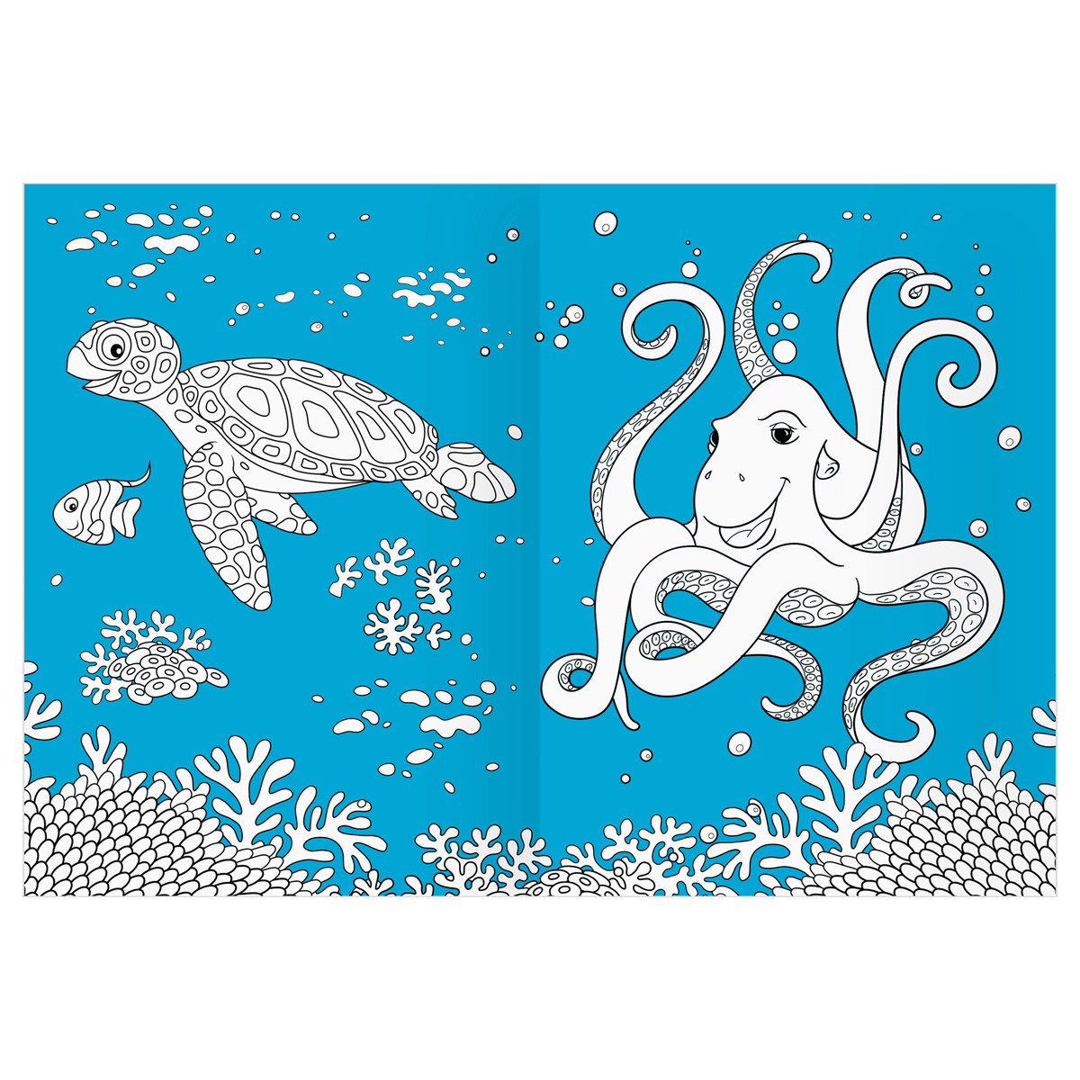 Раскраска А4 ТРИ СОВЫ "Морские животные", 16стр., цветной фон