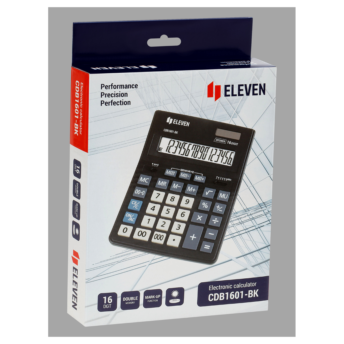 Калькулятор настольный Eleven Business Line CDB1601-BK, 16 разрядов, двойное питание, 155*205*35мм, 