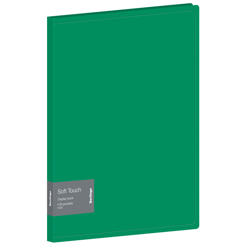 Папка с 30 вкладышами Berlingo "Soft Touch" А4, 17мм, 700мкм, зеленая, с внутр. карманом