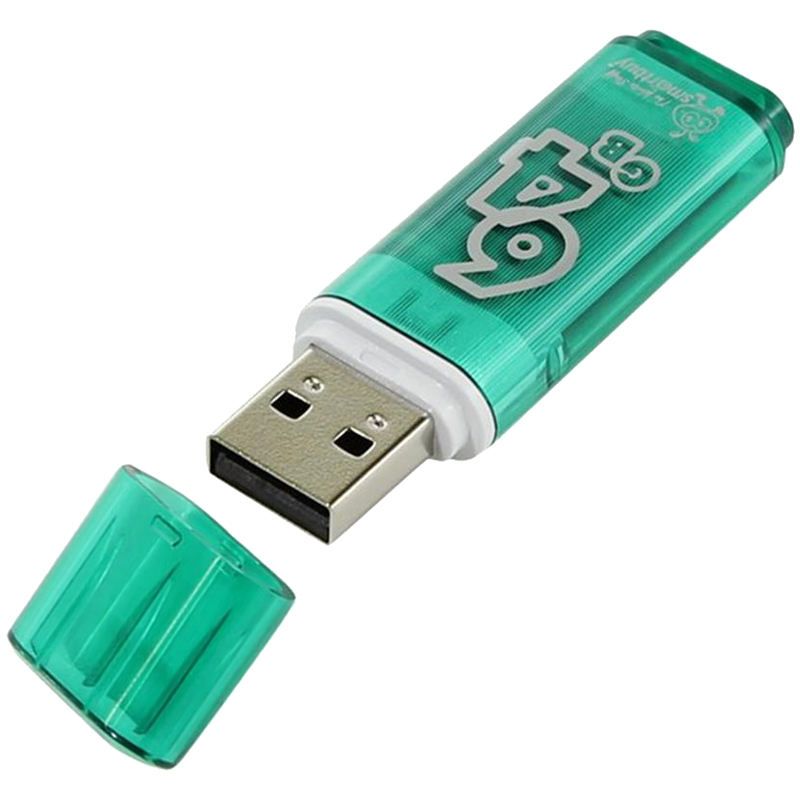 Память Smart Buy "Glossy"  64GB, USB 2.0 Flash Drive, зеленый