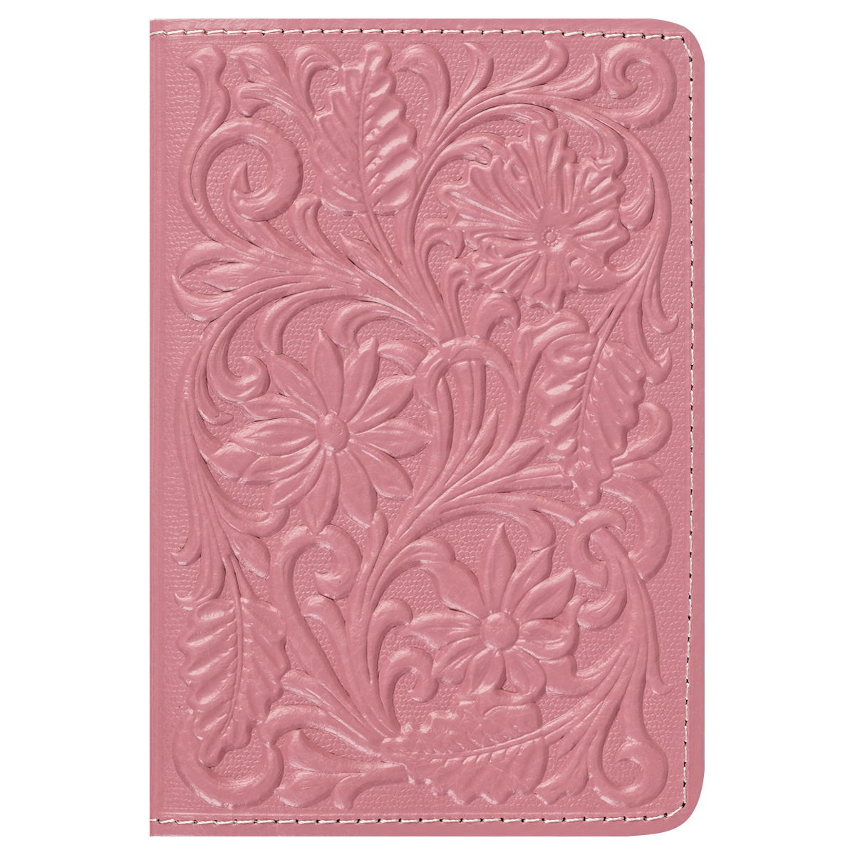 Обложка для паспорта Кожевенная мануфактура, нат. кожа, "Цветы", розовая