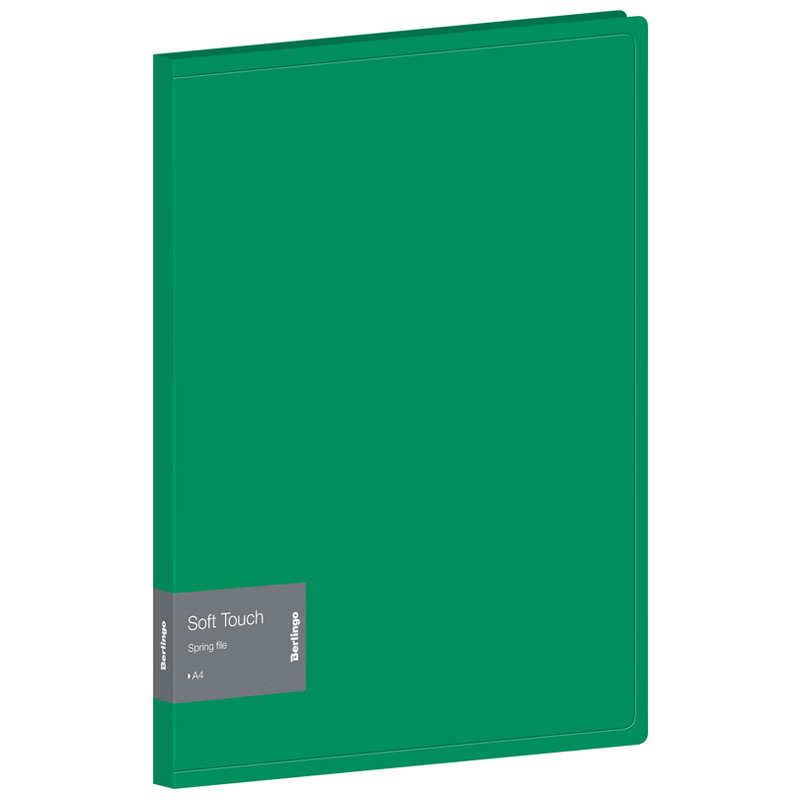 Папка с пружинным скоросшивателем Berlingo "Soft Touch" А4, 17мм, 700мкм, зеленая, с внутр. карманом