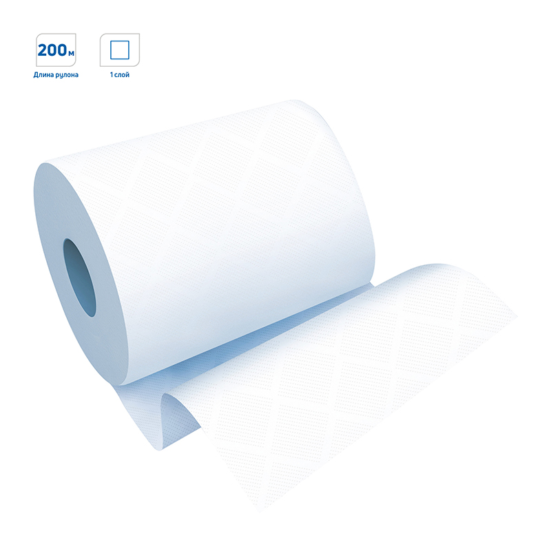 Полотенца бумажные в рулонах OfficeClean (H1), 1-слойные, 200м/рул., белые
