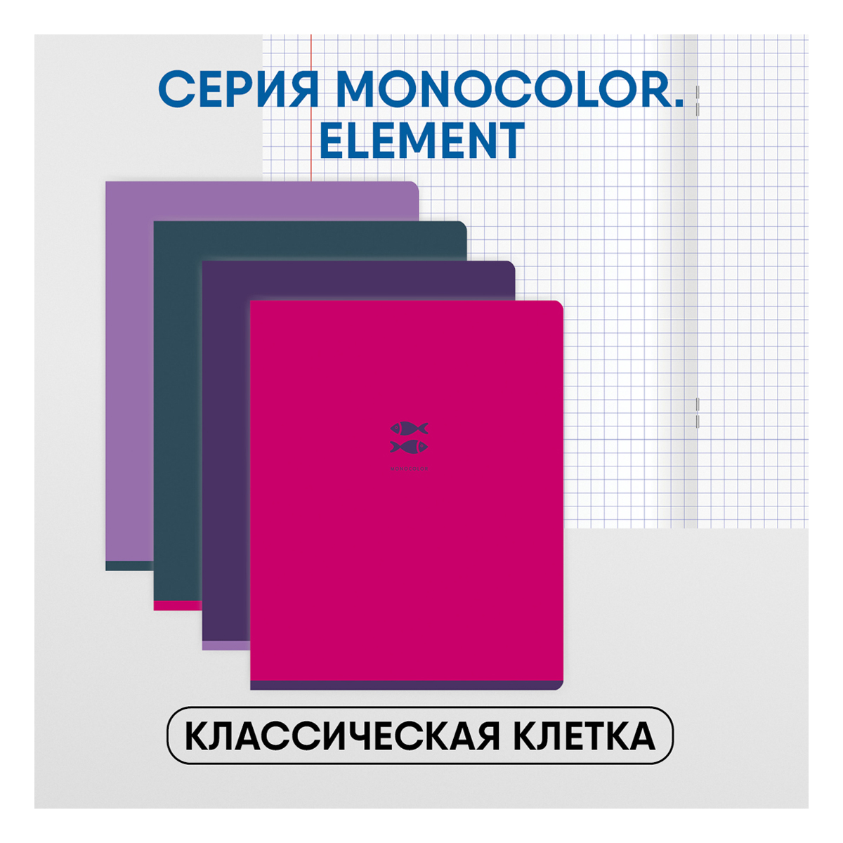 Тетрадь 48л., А5, клетка BG "Monocolor. Element", soft-touch ламинация, с форзацем, 70г/м2