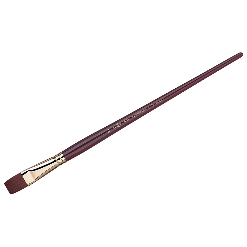 Кисть художественная синтетика бордовая Гамма "Вернисаж", плоскоовальная №22, длинная ручка
