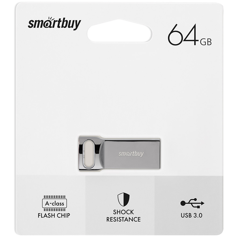 Память Smart Buy "M2"  64GB, USB 3.0 Flash Drive, серебристый (металл. корпус )