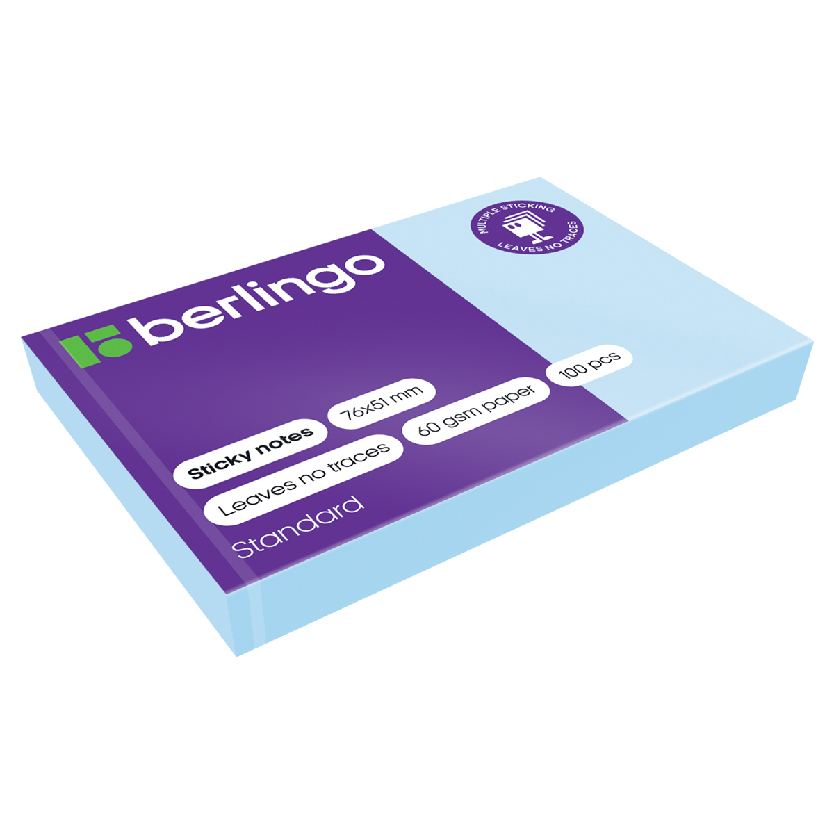 Самоклеящийся блок Berlingo "Standard", 76*51мм, 100л., голубой