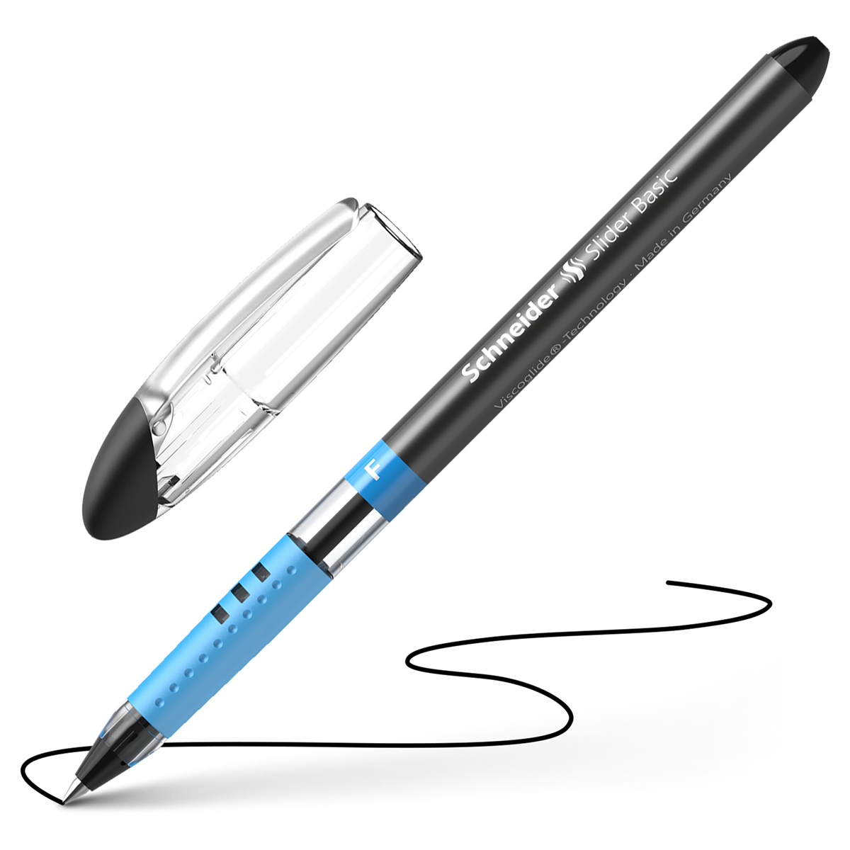 Ручка шариковая Schneider "Slider Basic F" черная, 0,8мм, грип